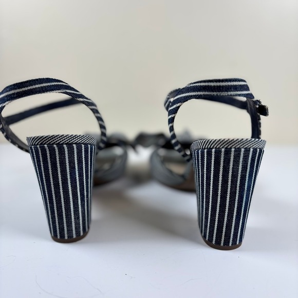 Circus by Sam Edelman Eva Pump Heels Sz 9‎ Navy White Stripe Bow Nautical Pin-up - Picture 4 of 11